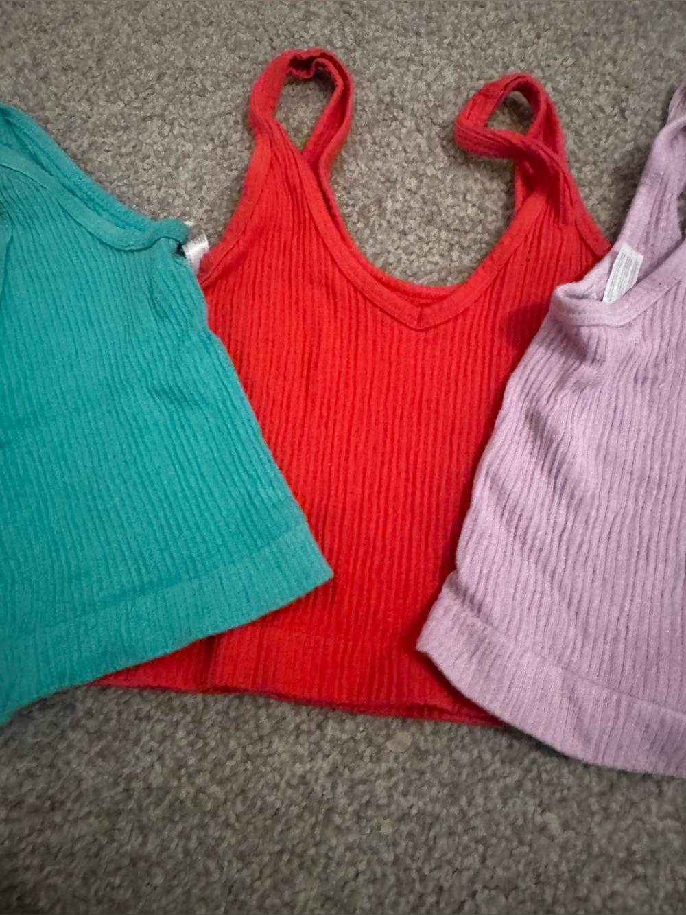 Urban Outfitters Ribbed Tank Tops in Teal, Red, and Lavender